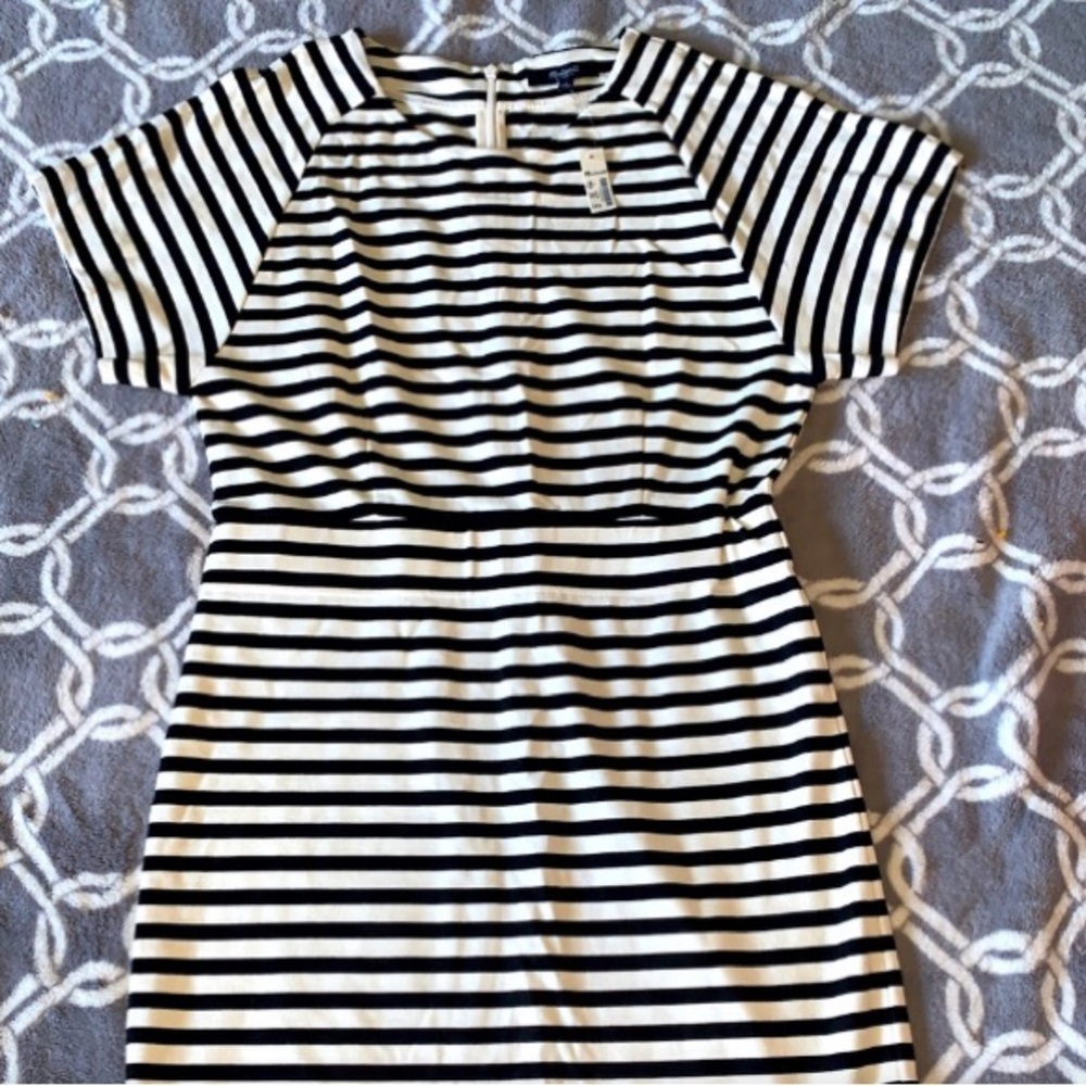 Madewell Black Striped Sheath Sz 4 NWT